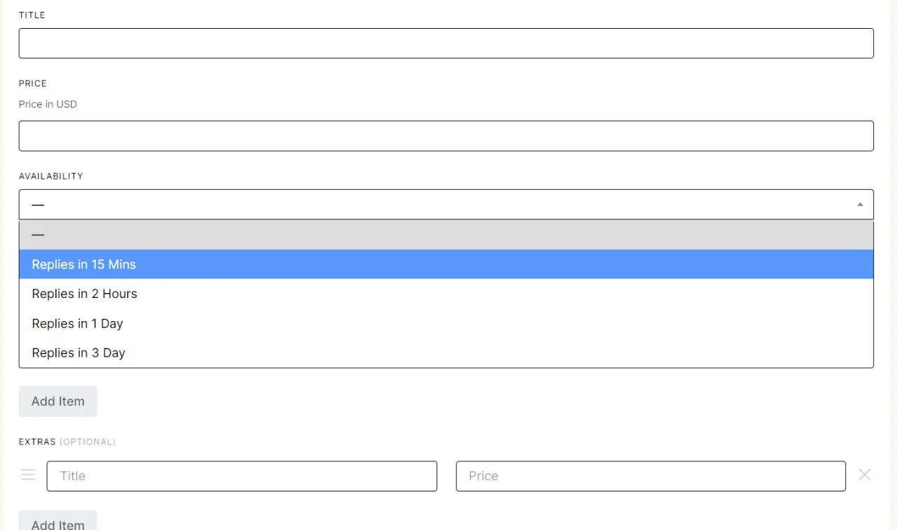 Availability screenshot