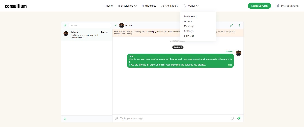 Using Consultium Messaging for secure and direct communication with clients